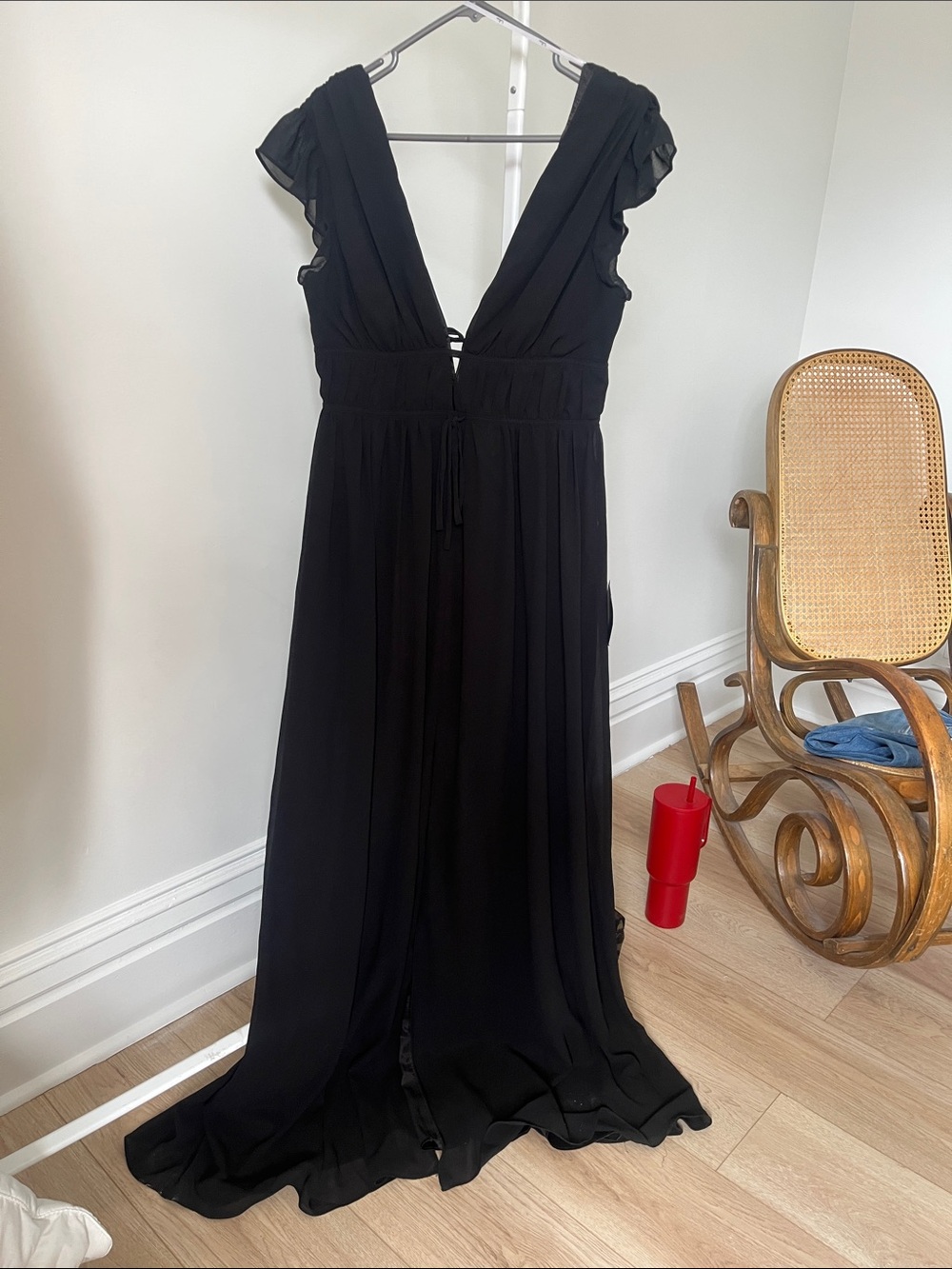 Lulus Elegant Black Deep-V Maxi Dress